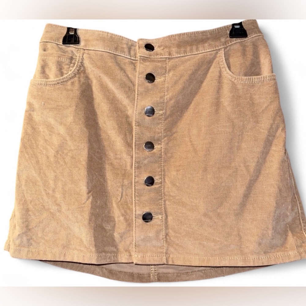 Express Brown Corduroy Mini Skirt with Buttons